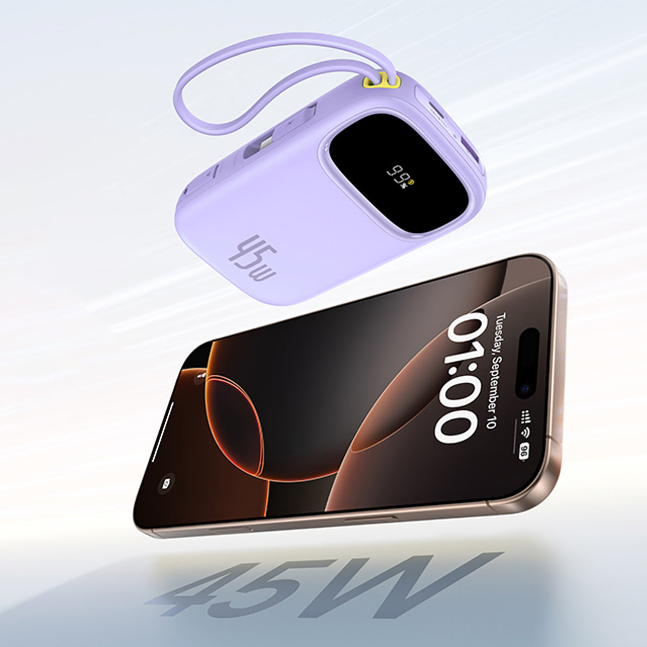 Powerbank Baseus EnerFill FC31 QPow3 20000mAh 45W z wyświetlaczem z kablami USB-C i Lightning