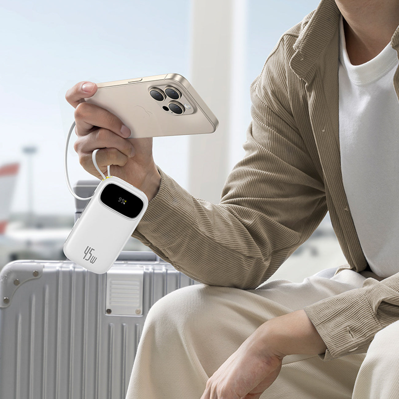 Baseus EnerFill FC31 Qpow 3 Powerbank 10000mAh 45W z wyświetlaczem cyfrowym z kablami USB-C i Lightning