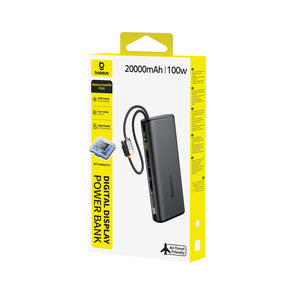 Powerbank Baseus EnerFill FC41 20000mAh 100W z wyświetlaczem cyfrowym i wbudowanym podwójnym kablem USB-C