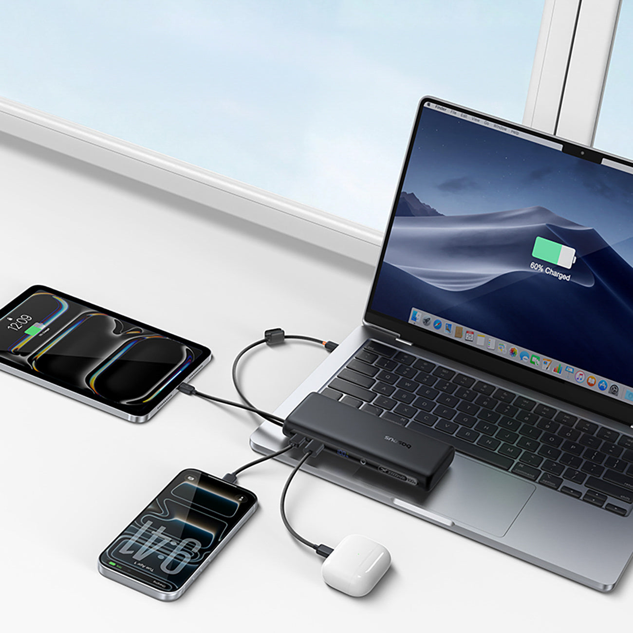 Powerbank Baseus EnerFill FC41 20000mAh 100W z wyświetlaczem cyfrowym i wbudowanym podwójnym kablem USB-C