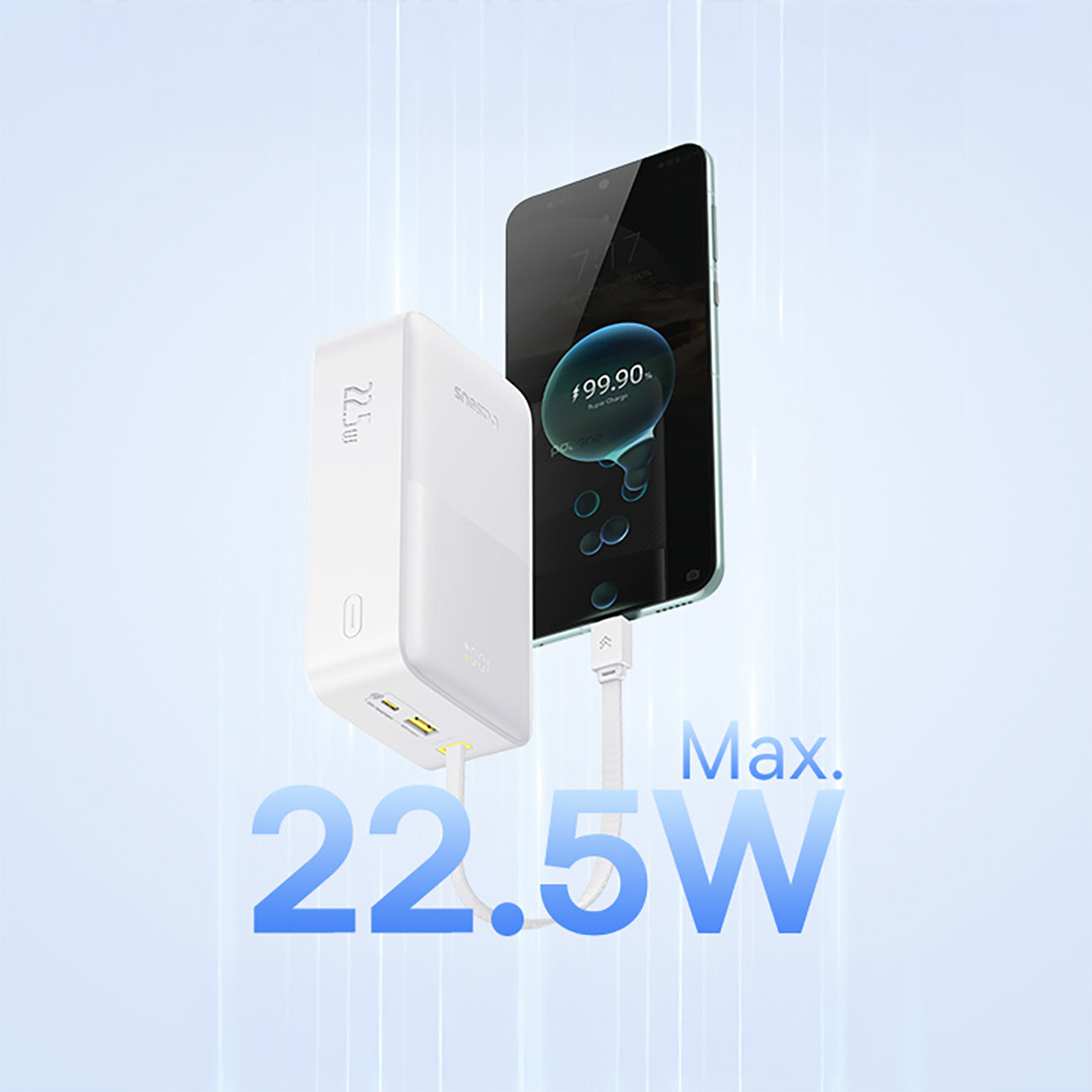 Baseus EnerFill FC51 Bipow 2 Pro Powerbank 30000mAh 22.5W z wbudowanym kablem USB-C