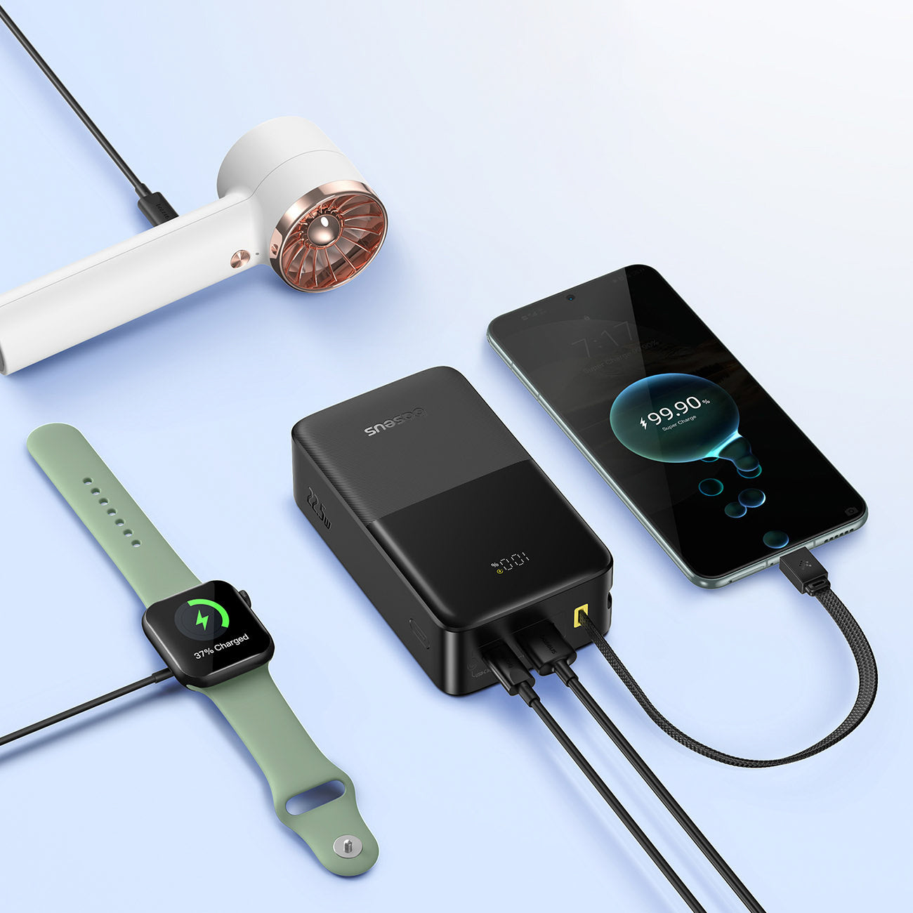 Baseus EnerFill FC51 Bipow 2 Pro Powerbank 30000mAh 22.5W z wyświetlaczem cyfrowym z wbudowanym kablem USB-C