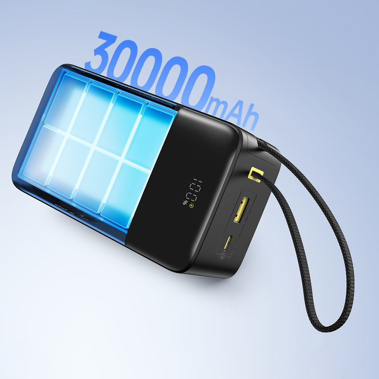Baseus EnerFill FC51 Bipow 2 Pro Powerbank 30000mAh 22.5W z wyświetlaczem cyfrowym z wbudowanym kablem USB-C