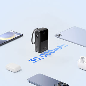 Baseus EnerFill FC51 Bipow 2 Pro Powerbank 30000mAh 22.5W z wyświetlaczem cyfrowym z wbudowanym kablem USB-C