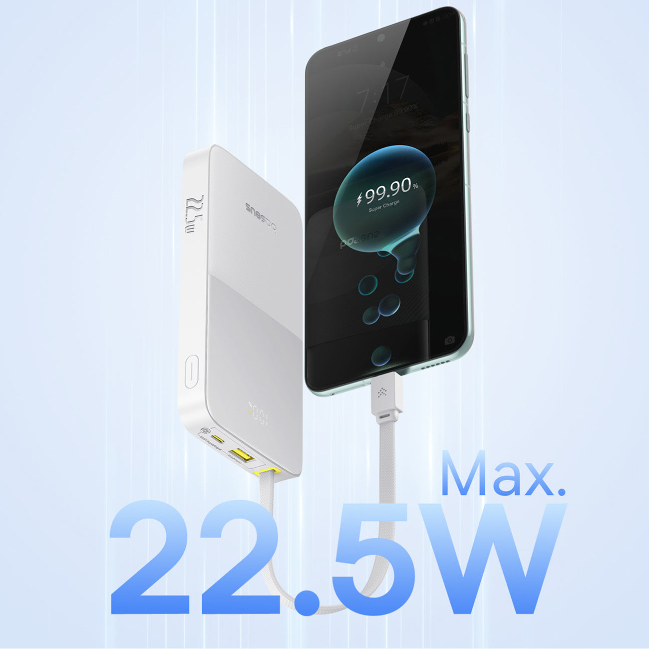 Baseus EnerFill FC51 Bipow2 Pro Powerbank 10000mAh 22.5W z wyświetlaczem cyfrowym i wbudowanym kablem