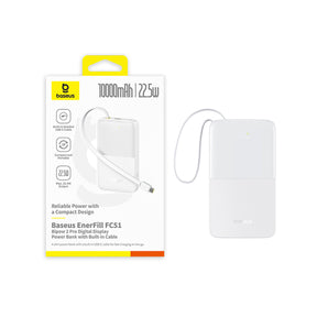 Baseus EnerFill FC51 Bipow2 Pro Powerbank 10000mAh 22.5W z wyświetlaczem cyfrowym i wbudowanym kablem