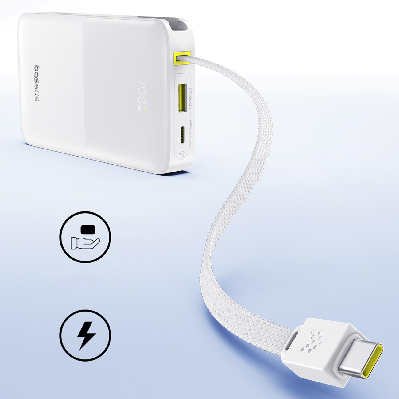 Baseus EnerFill FC51 Bipow2 Pro Powerbank 10000mAh 22.5W z wyświetlaczem cyfrowym i wbudowanym kablem