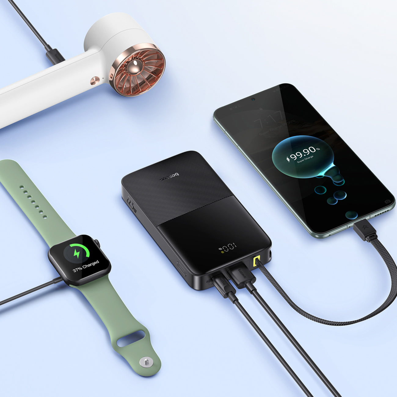 Powerbank Baseus EnerFill FC51 Bipow2 Pro 10000mAh 22.5W z wyświetlaczem cyfrowym i wbudowanym kablem