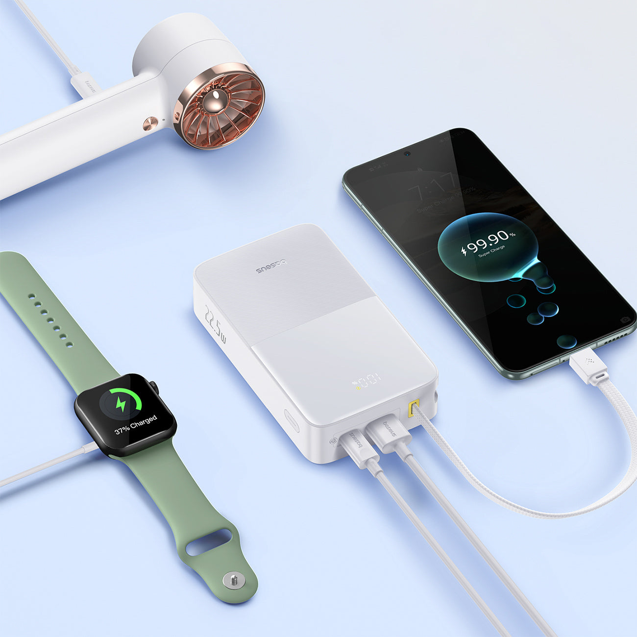 Powerbank Baseus EnerFill FC51 Bipow2 Pro 20000mAh 22.5W z wyświetlaczem cyfrowym i wbudowanym kablem