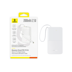 Powerbank Baseus EnerFill FC51 Bipow2 Pro 20000mAh 22.5W z wyświetlaczem cyfrowym i wbudowanym kablem
