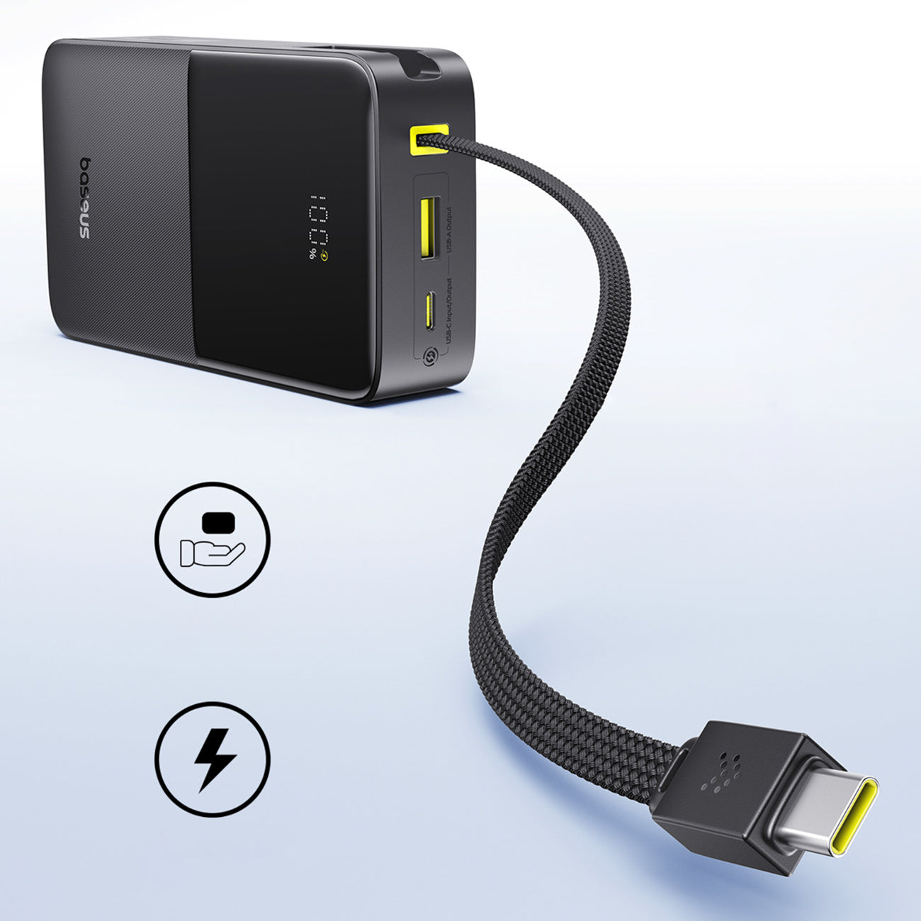 Baseus EnerFill FC51 Bipow2 Pro Powerbank 20000mAh 22.5W z wyświetlaczem cyfrowym i wbudowanym kablem