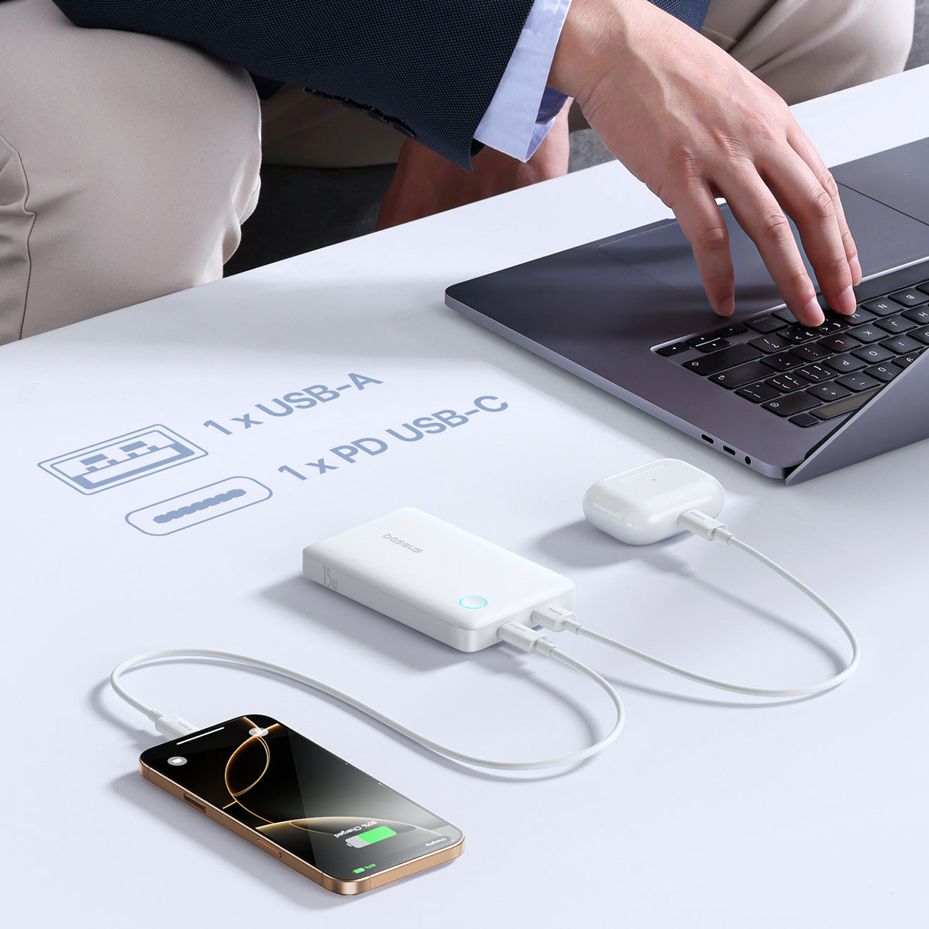 Powerbank Baseus EnerFill FP11 10000mAh 15W z kablem USB-C 30cm