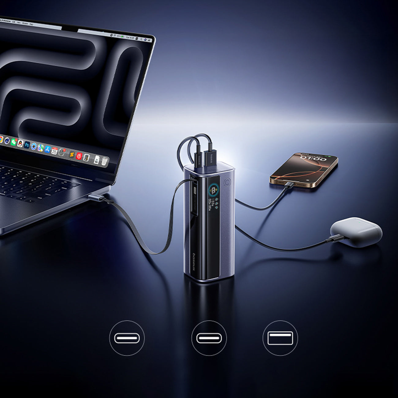 Powerbank Baseus EnerGeek GR11 10000mAh 100W ze zwijanym kablem