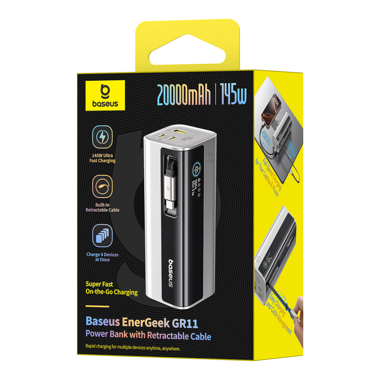 Powerbank Baseus EnerGeek GR11 20000mAh 145W ze zwijanym kablem USB-C