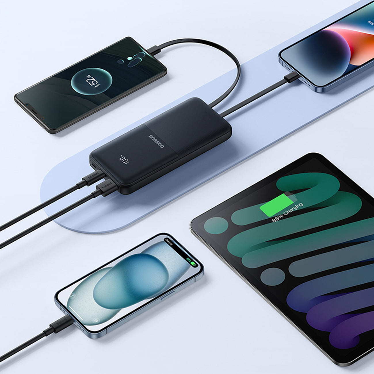 Baseus Lipow Powerbank 10000mAh 22.5W z podwójnym wbudowanym kablem i wyświetlaczem