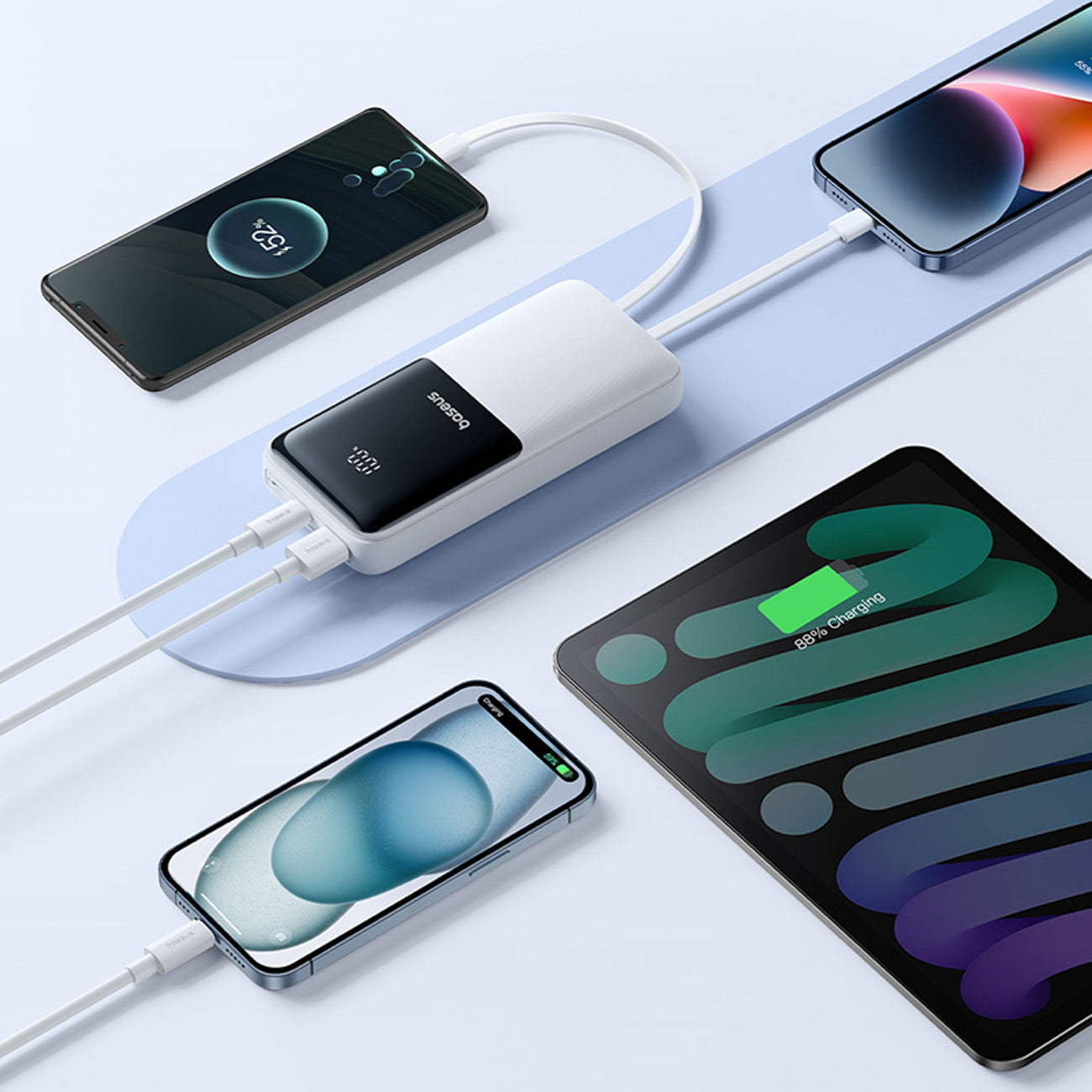 Powerbank Baseus Lipow 20000mAh 22,5W z dwoma wbudowanymi kablami z dodatkowym kablem Baseus Simple USB-A - USB-C 3A 20cm