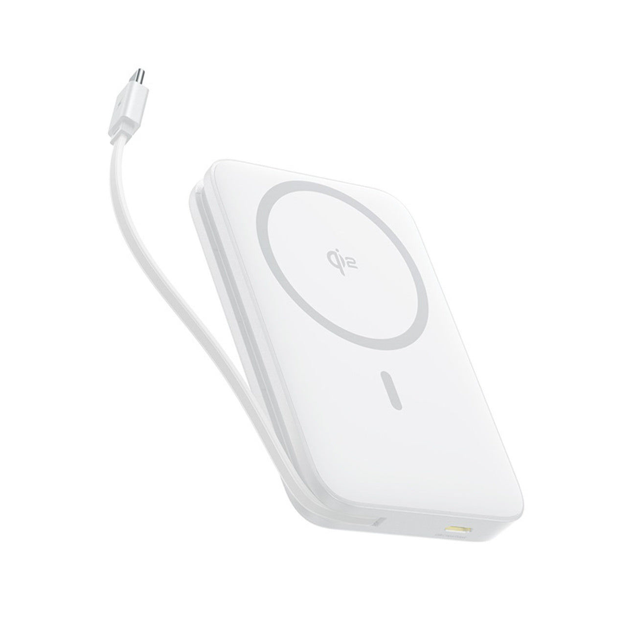 Powerbank Baseus PicoGo 10000mAh 27W Qi2 kompatybilny z MagSafe z wbudowanym kablem USB-C - biały