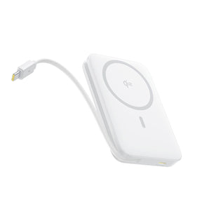 Powerbank Baseus PicoGo 10000mAh 27W Qi2 kompatybilny z MagSafe z wbudowanym kablem USB-C - biały