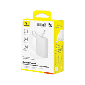 Baseus PicoGo Powerbank 10000mAh 45W z wbudowanym kablem i wyświetlaczem
