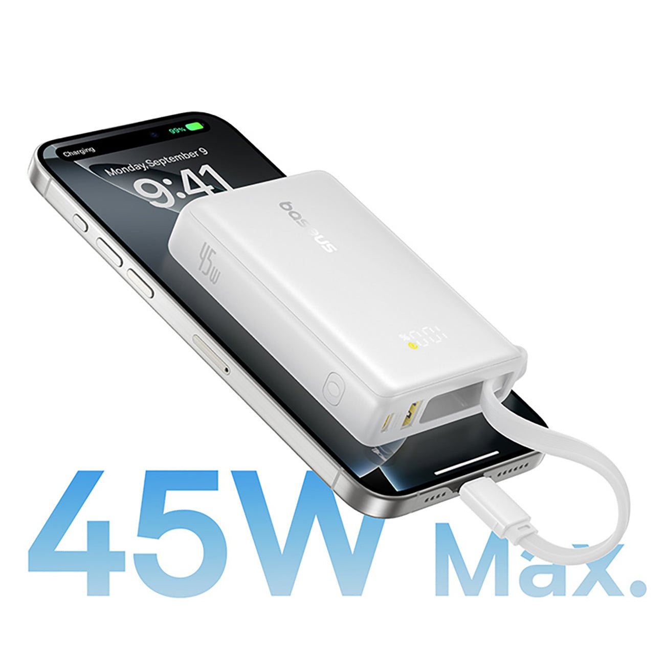 Baseus PicoGo Powerbank 10000mAh 45W z wbudowanym kablem i wyświetlaczem