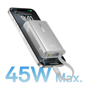 Baseus PicoGo Powerbank 10000mAh 45W z wyświetlaczem cyfrowym i wbudowanym kablem USB-C