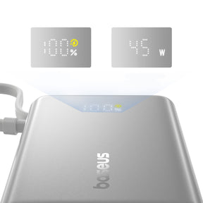Baseus PicoGo Powerbank 10000mAh 45W z wyświetlaczem cyfrowym i wbudowanym kablem USB-C
