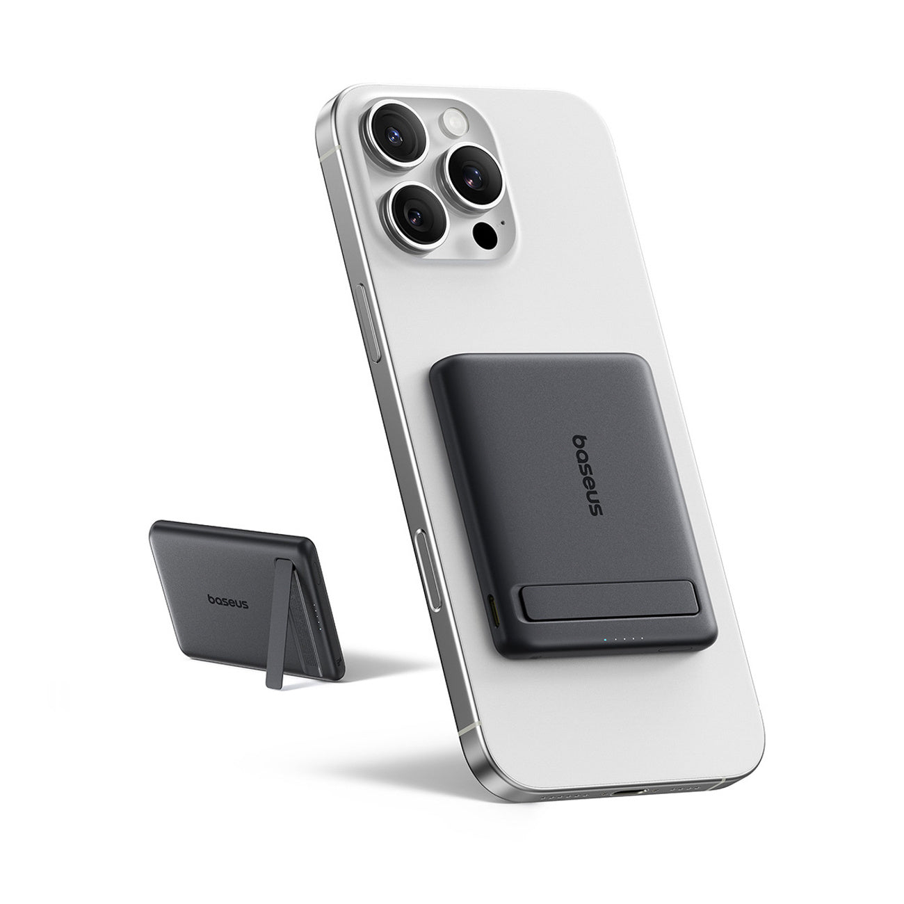 Powerbank Baseus PicoGo AM31 Qi2 5000mAh 20W kompatybilny z MagSafe z podstawką (z kablem Simple Braided USB-C - USB-C 30cm)