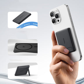 Powerbank Baseus PicoGo AM31 Qi2 5000mAh 20W kompatybilny z MagSafe z podstawką (z kablem Simple Braided USB-C - USB-C 30cm)