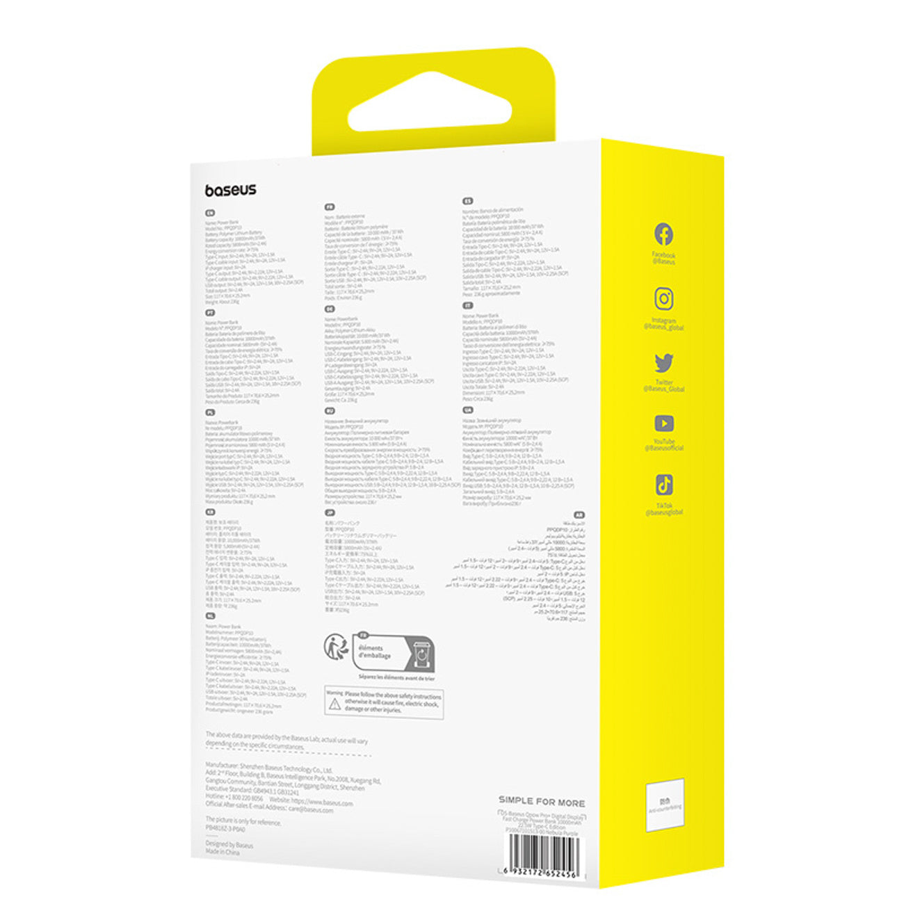 Baseus Qpow Pro+ Powerbank 10000mAh 22.5W z wbudowanym kablem USB-C i wyświetlaczem