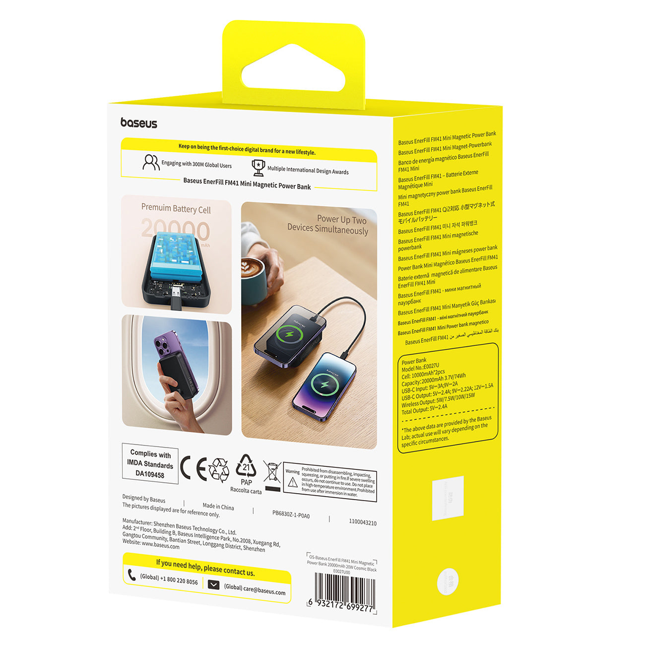 Powerbank magnetyczny Baseus EnerFill FM41 20000mAh 20W z kablem USB-C do USB-C 30cm