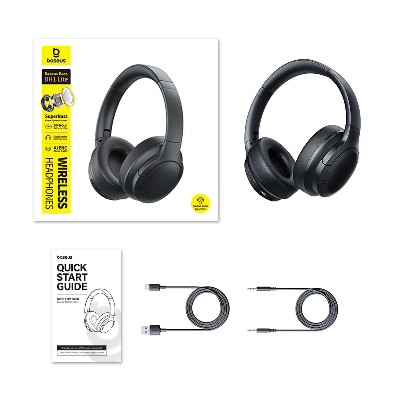 Baseus Bass BH1 Lite Słuchawki bezprzewodowe nauszne Bluetooth 6.0