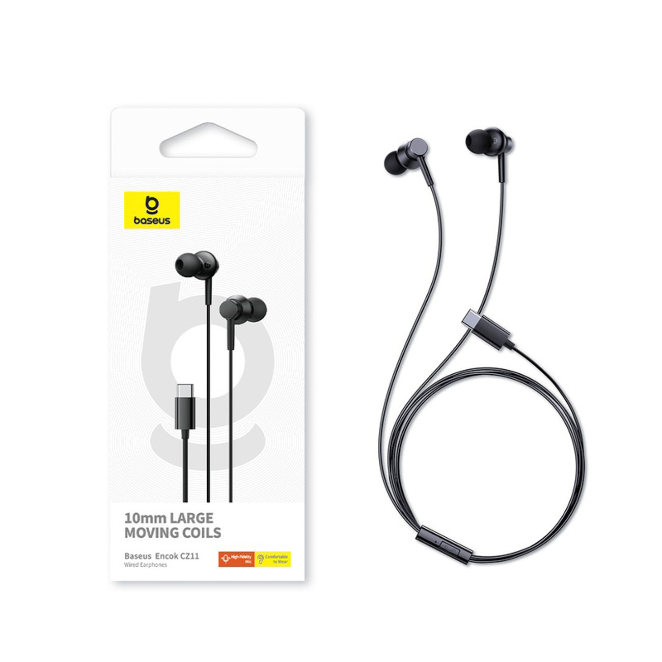 Słuchawki przewodowe Baseus Encok CZ11 dokanałowe USB-C - czarne