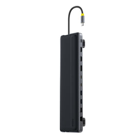 Stacja dokująca Baseus EliteJoy EH3 hub 12w1 USB-C - 2xHDMI 4K@60Hz DisplayPort 4K@60Hz 2xUSB-C 10Gb/s 2xUSB-A 5Gb/s USB-A 480Mb/s SD/microSD 3.0 RJ45 1Gigabit USB-C PowerDelivery