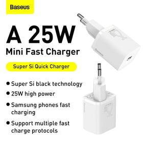 Baseus Si Szybka ładowarka sieciowa USB-C 25W 3A z kablem USB-C / USB-C 1m