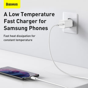 Baseus Si Szybka ładowarka sieciowa USB-C 25W 3A z kablem USB-C / USB-C 1m