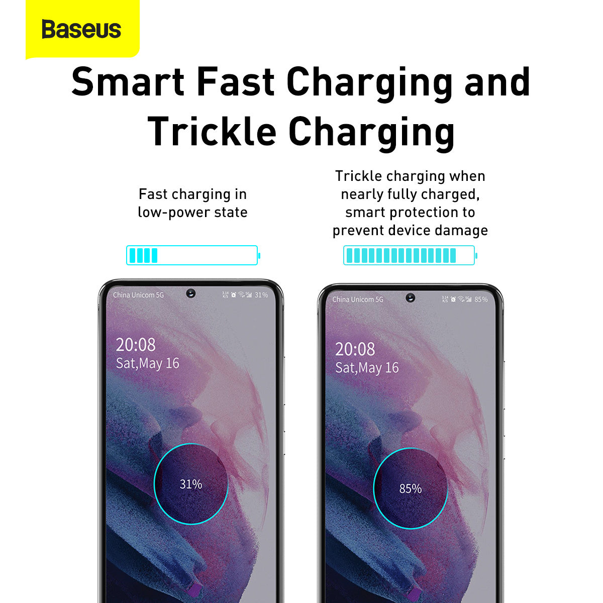 Baseus Si Szybka ładowarka sieciowa USB-C 25W 3A z kablem USB-C / USB-C 1m
