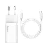 Baseus Si Szybka ładowarka sieciowa USB-C 25W 3A z kablem USB-C / USB-C 1m