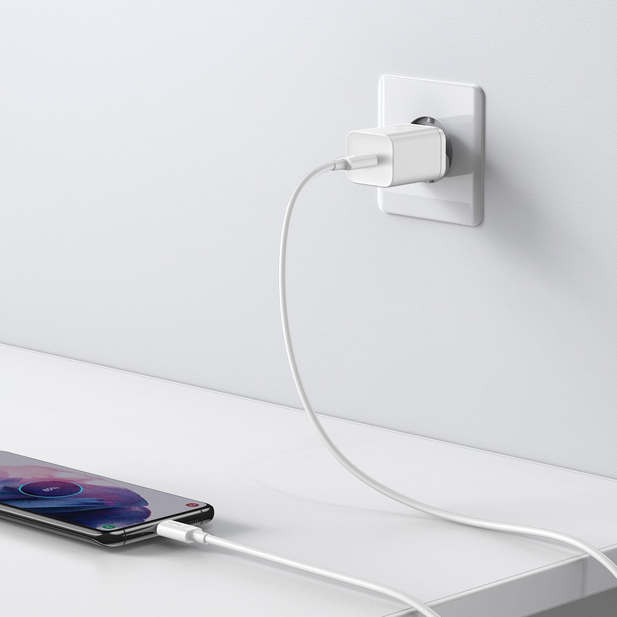 Baseus Si Szybka ładowarka sieciowa USB-C 25W 3A z kablem USB-C / USB-C 1m
