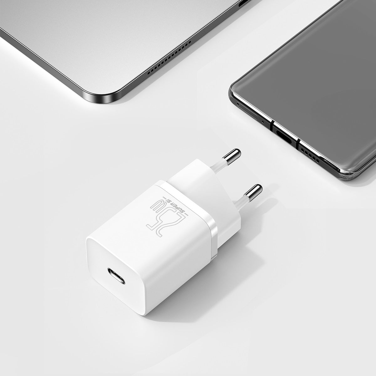 Baseus Si Szybka ładowarka sieciowa USB-C 25W 3A z kablem USB-C / USB-C 1m