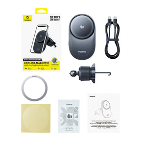 Baseus PrimeTrip VC2 Pro Uchwyt magnetyczny z ładowarką Qi2.2 z wentylatorem na kratkę nawiewu