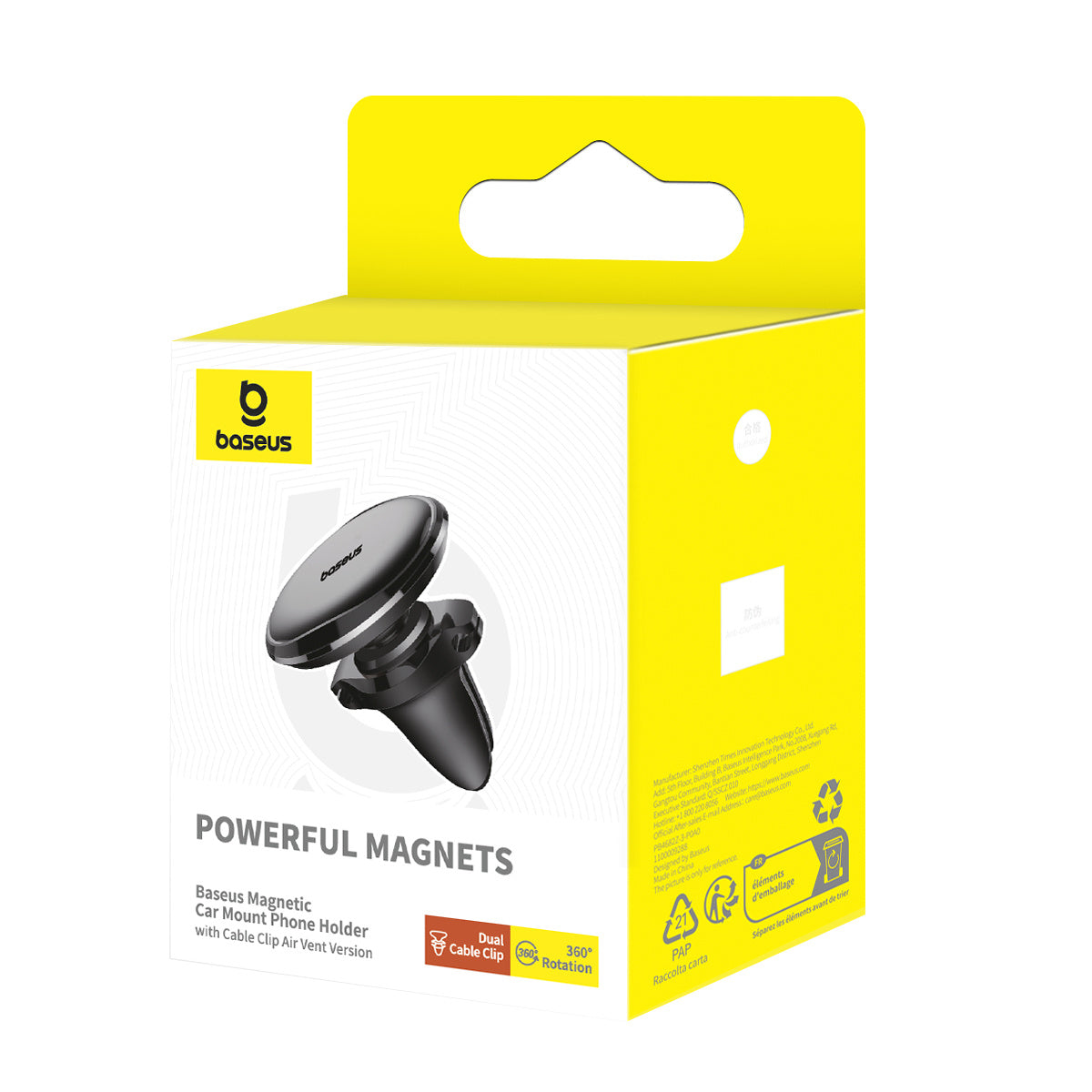 Baseus C40141201113-00 Magnetyczny uchwyt samochodowy na kratkę nawiewu