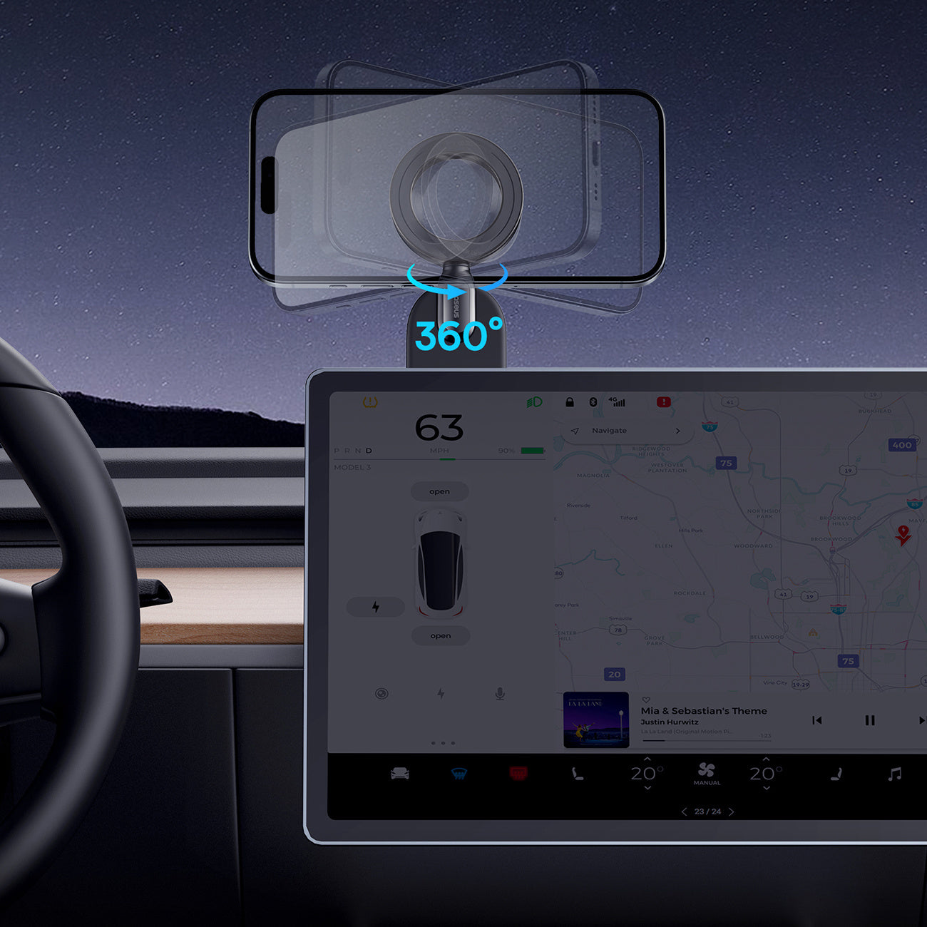 Baseus PrimeTrip C02 Go Uchwyt samochodowy magnetyczny kompatybilny z MagSafe przyklejany na deskę rozdzielczą
