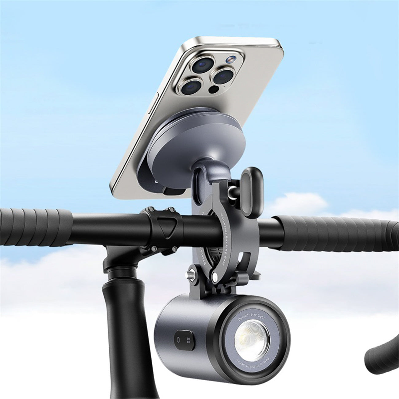 Baseus PrimeTrip Uchwyt rowerowy z lampką LED 2w1 3000mAh IP68