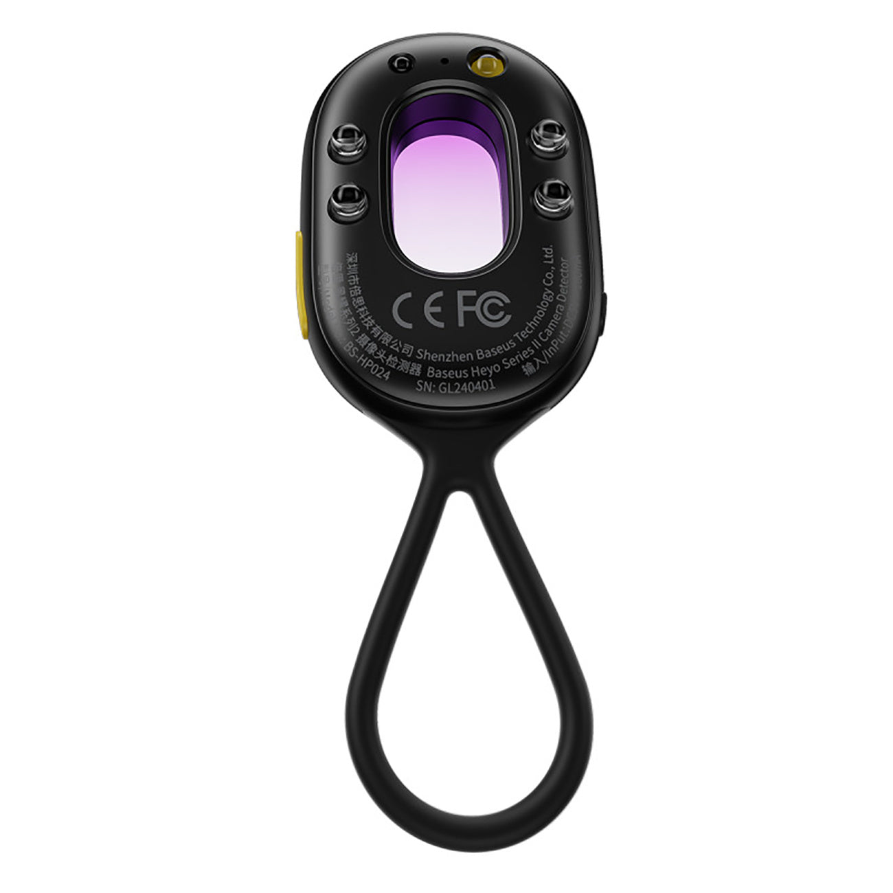Wykrywacz ukrytych kamer Baseus Heyo Series II z alarmem i mini latarką + kabel Baseus Simple USB-A - USB-C