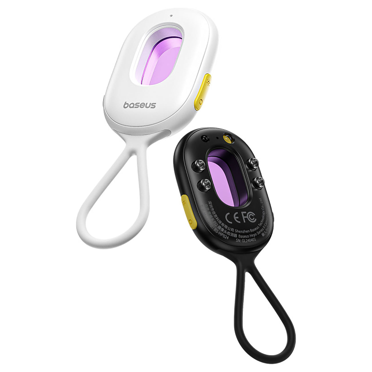Wykrywacz ukrytych kamer Baseus Heyo Series II z alarmem i mini latarką + kabel Baseus Simple USB-A - USB-C