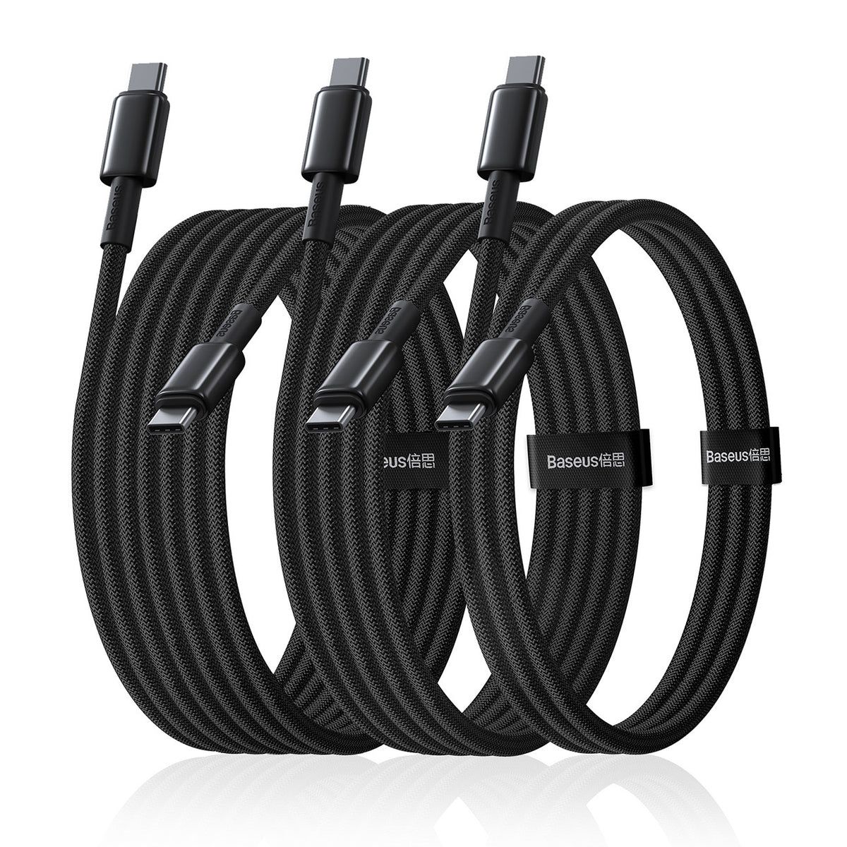 Baseus Tungsten Gold Zestaw kabli USB-C - USB-C 100W 1m 2m 3m