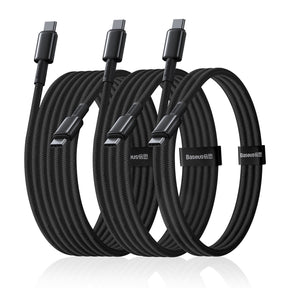 Baseus Tungsten Gold Zestaw kabli USB-C - USB-C 100W 1m 2m 3m