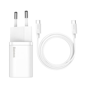 Baseus Super Si Sets | Ładowarka sieciowa + kabel USB-C Type-C 25W Quick Charge 3.0