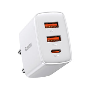 Baseus Compact 2U+C | Ładowarka USB-C 2xUSB-A 30W PD QC3.0 (iPhone 13 12)